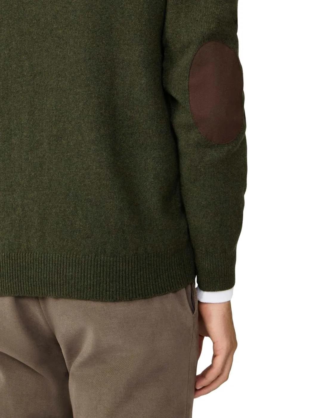 Hackett Jersey de lana media cremallera Verde