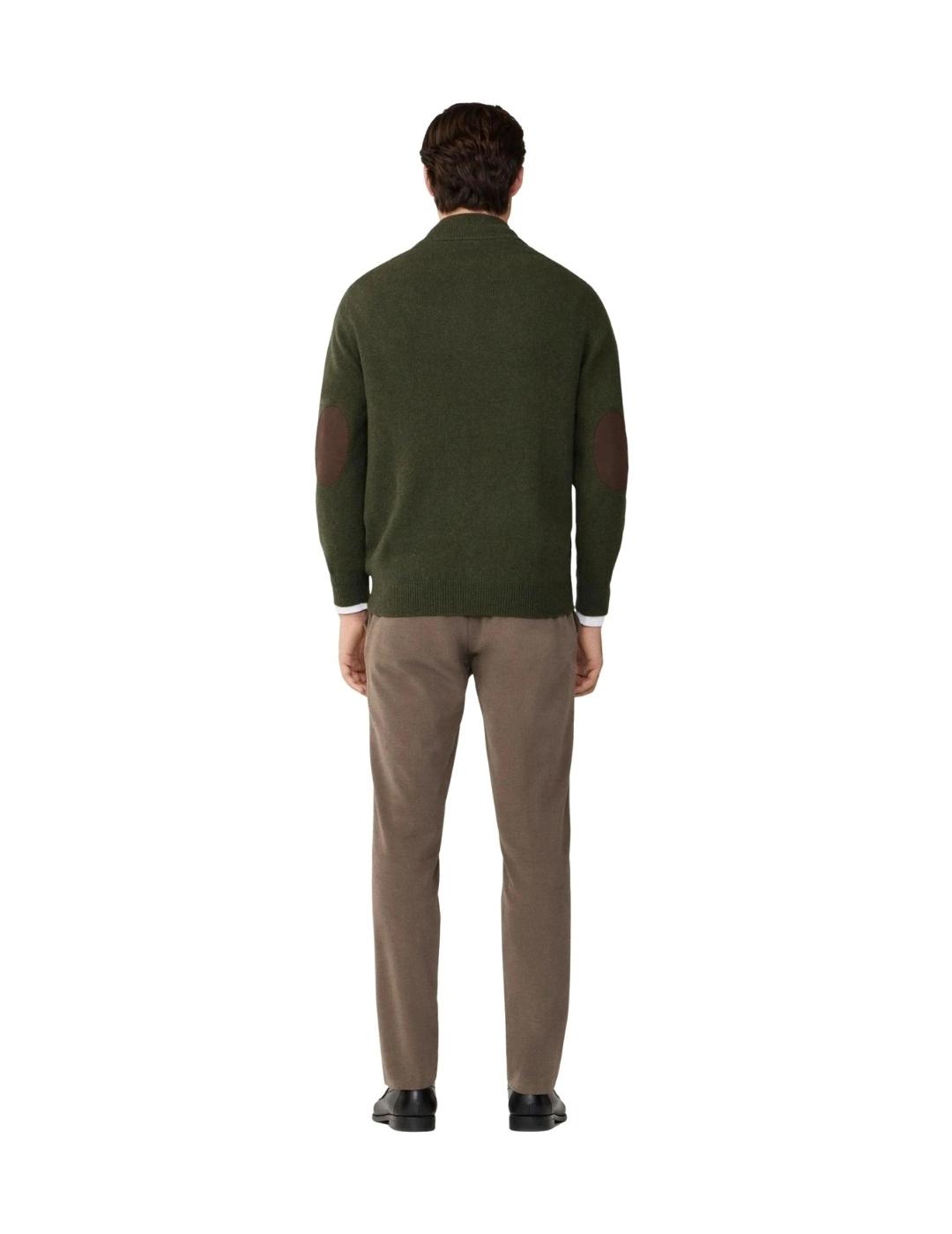 Hackett Jersey de lana media cremallera Verde