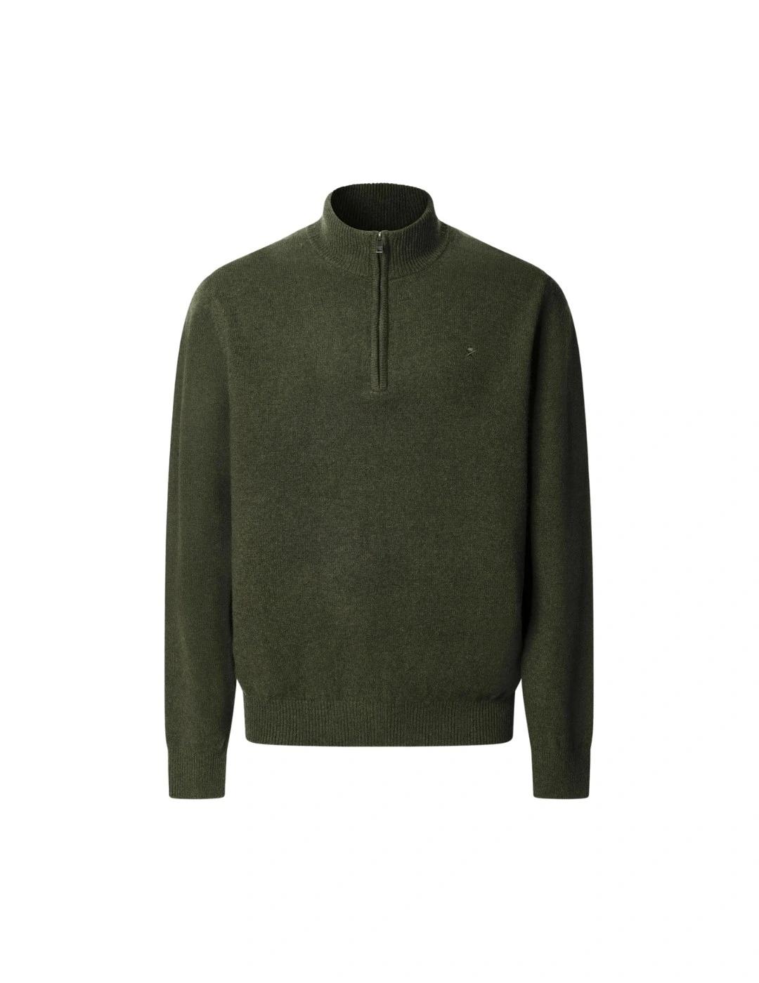 Hackett Jersey de lana media cremallera Verde