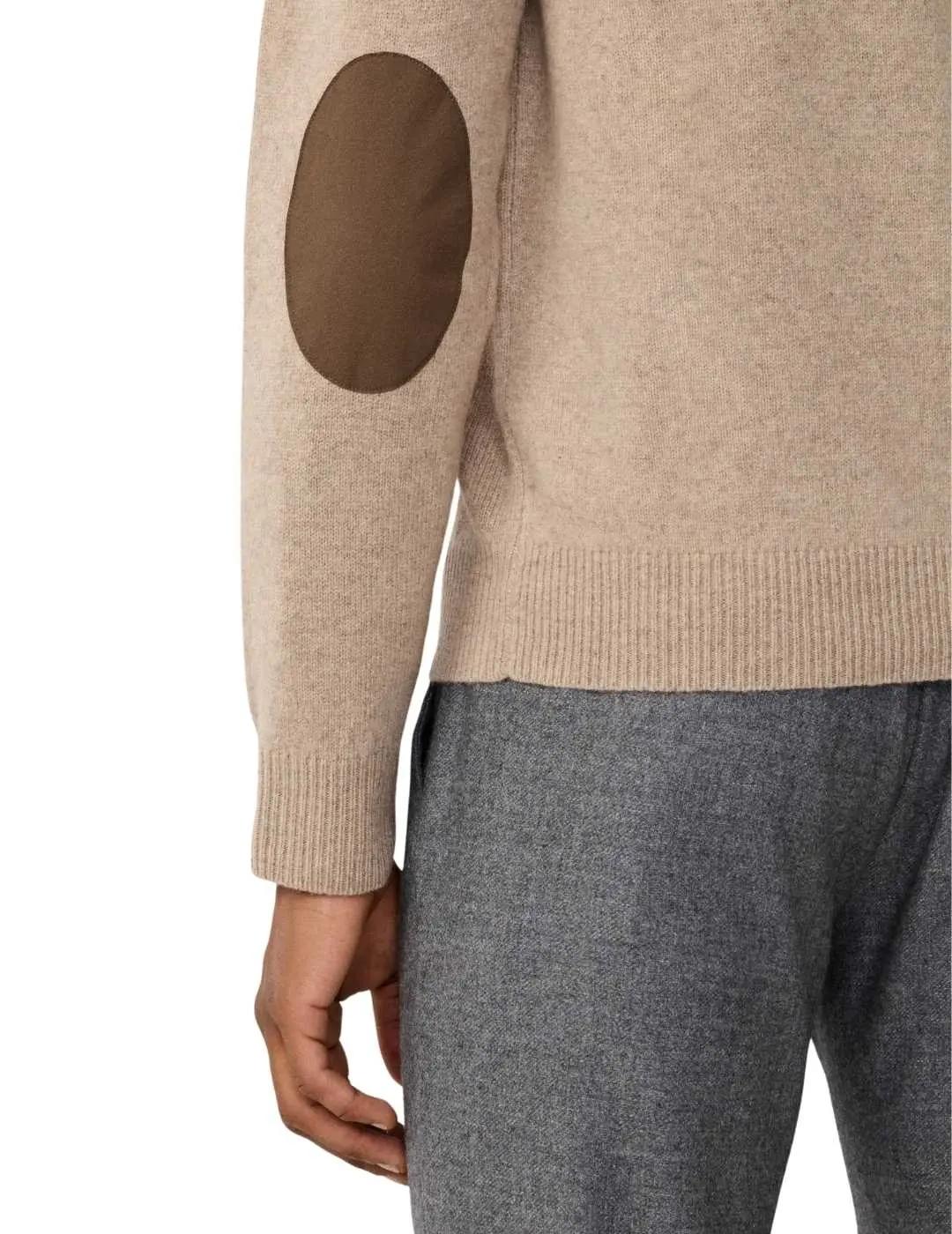 Hackett Jersey de lana media cremallera Beige