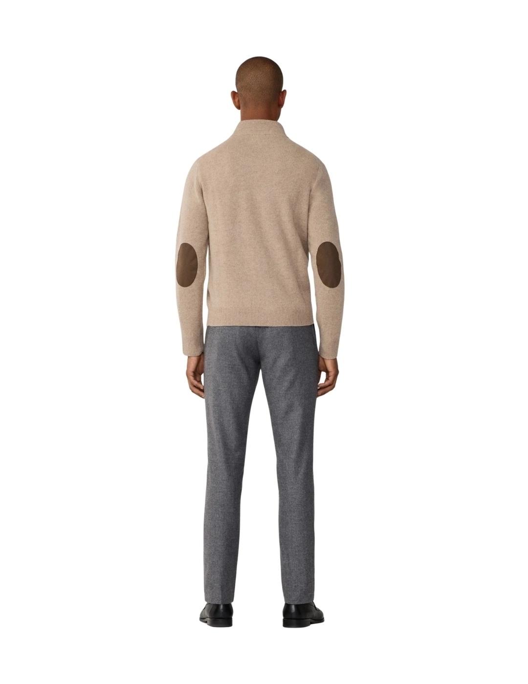 Hackett Jersey de lana media cremallera Beige