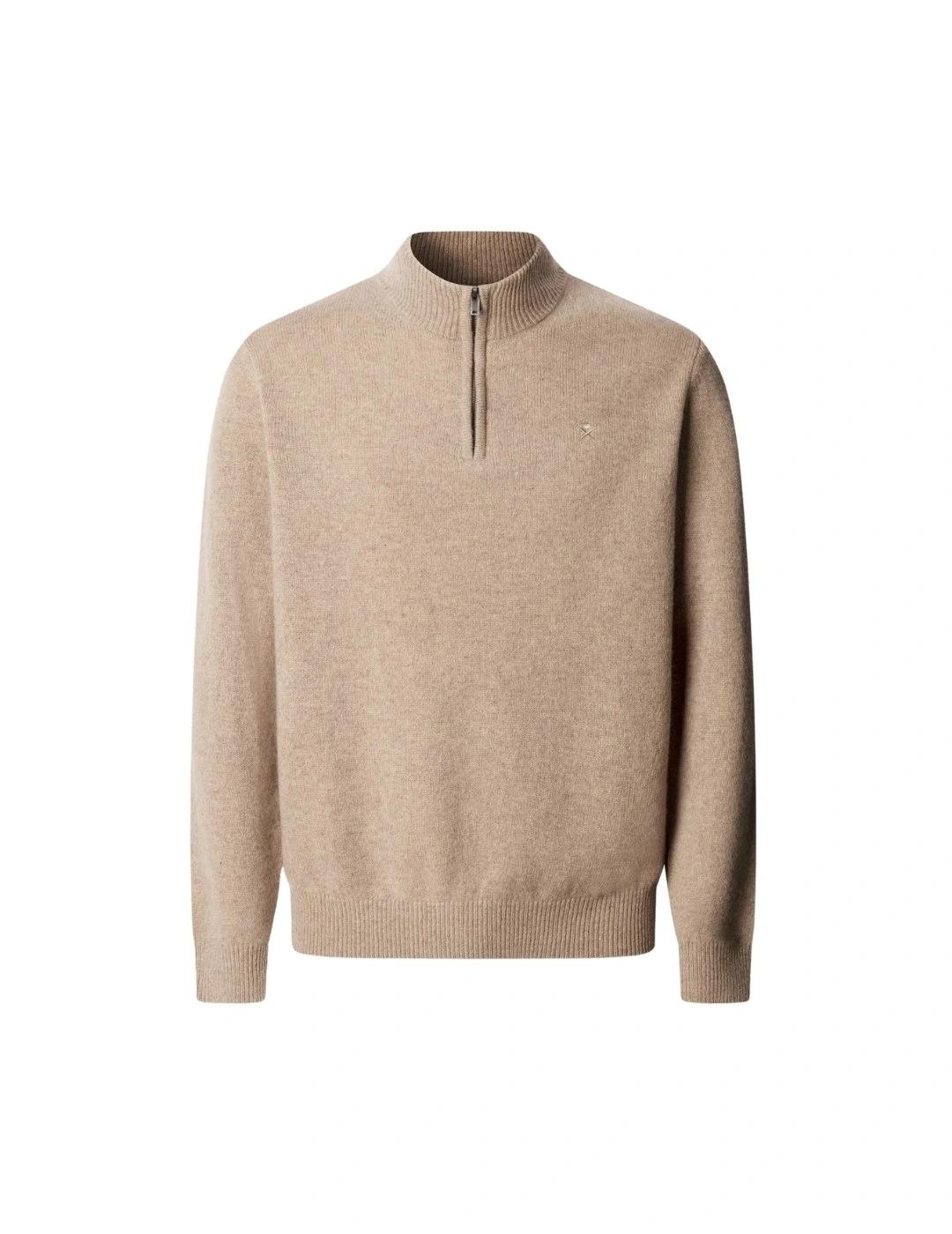 Hackett Jersey de lana media cremallera Beige