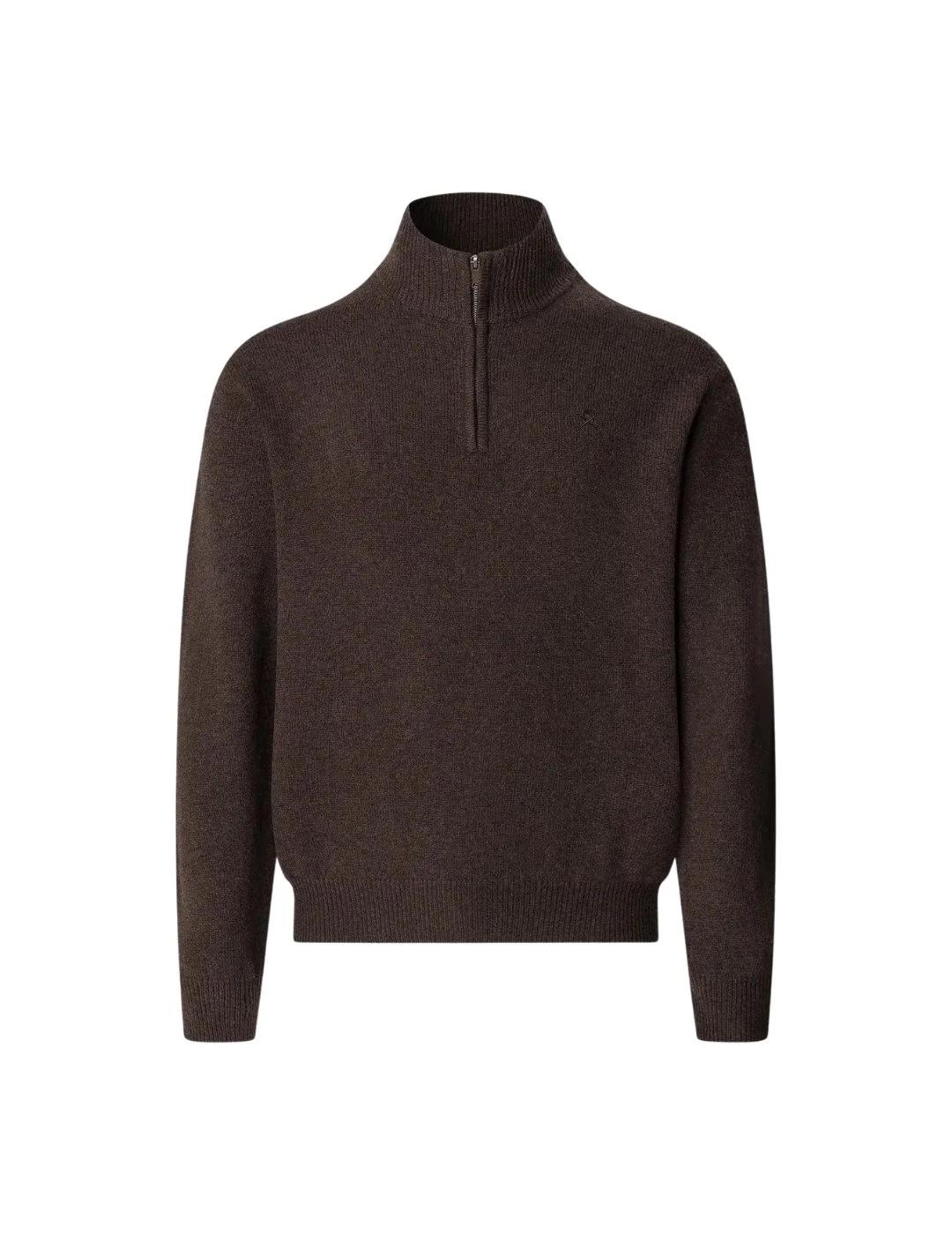 Hackett Jersey de lana media cremallera Marrón