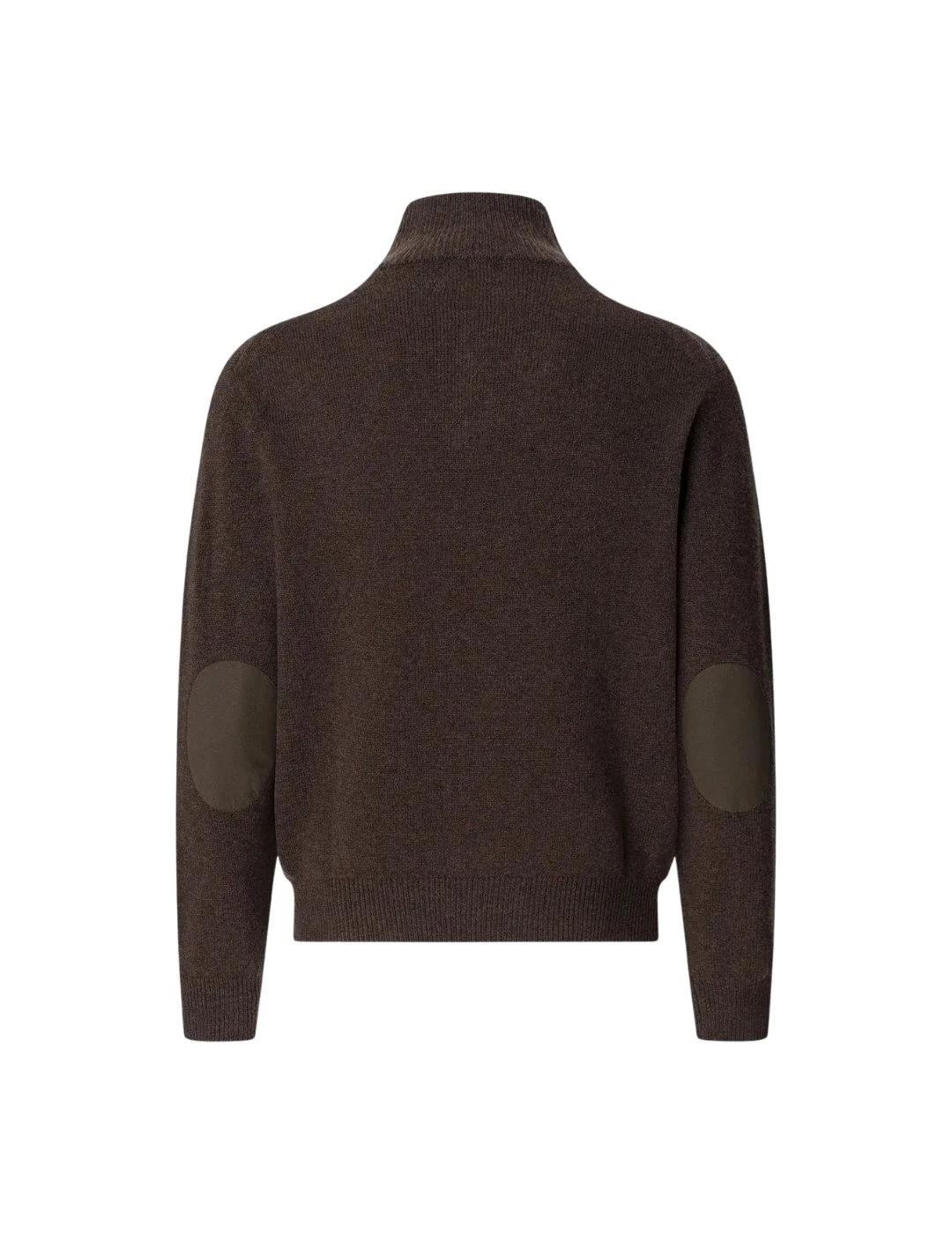 Hackett Jersey de lana media cremallera Marrón