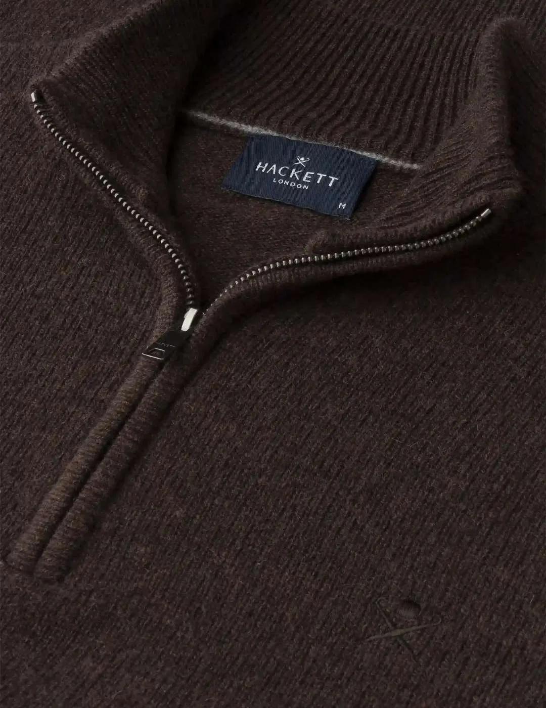 Hackett Jersey de lana media cremallera Marrón