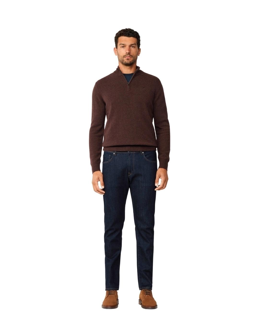 Hackett Jersey de lana media cremallera Marrón