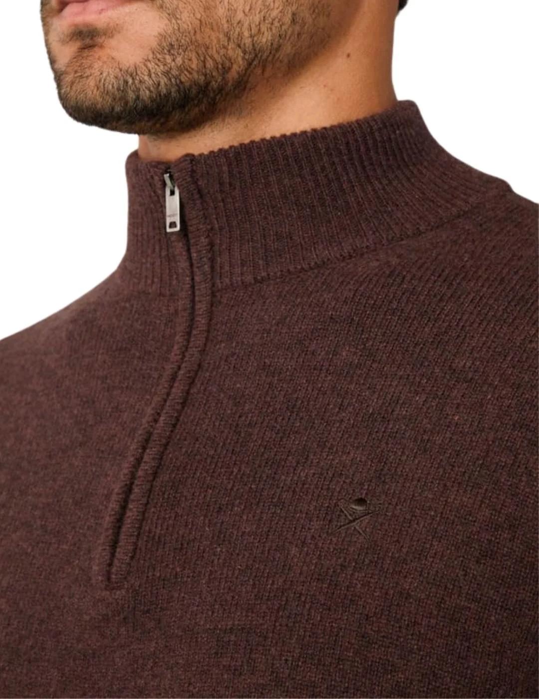 Hackett Jersey de lana media cremallera Marrón