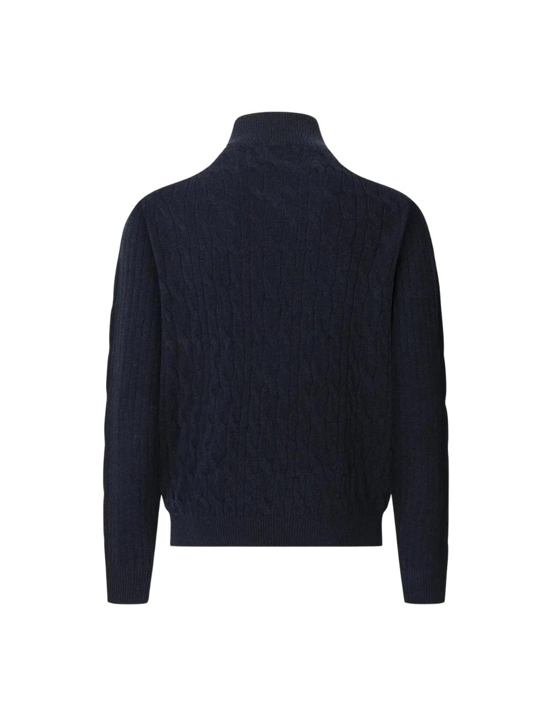 Hackett Jersey de lana media cremallera Azul