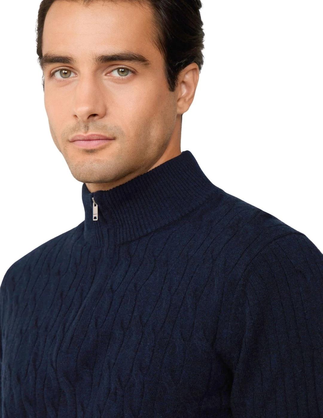 Hackett Jersey de lana media cremallera Azul