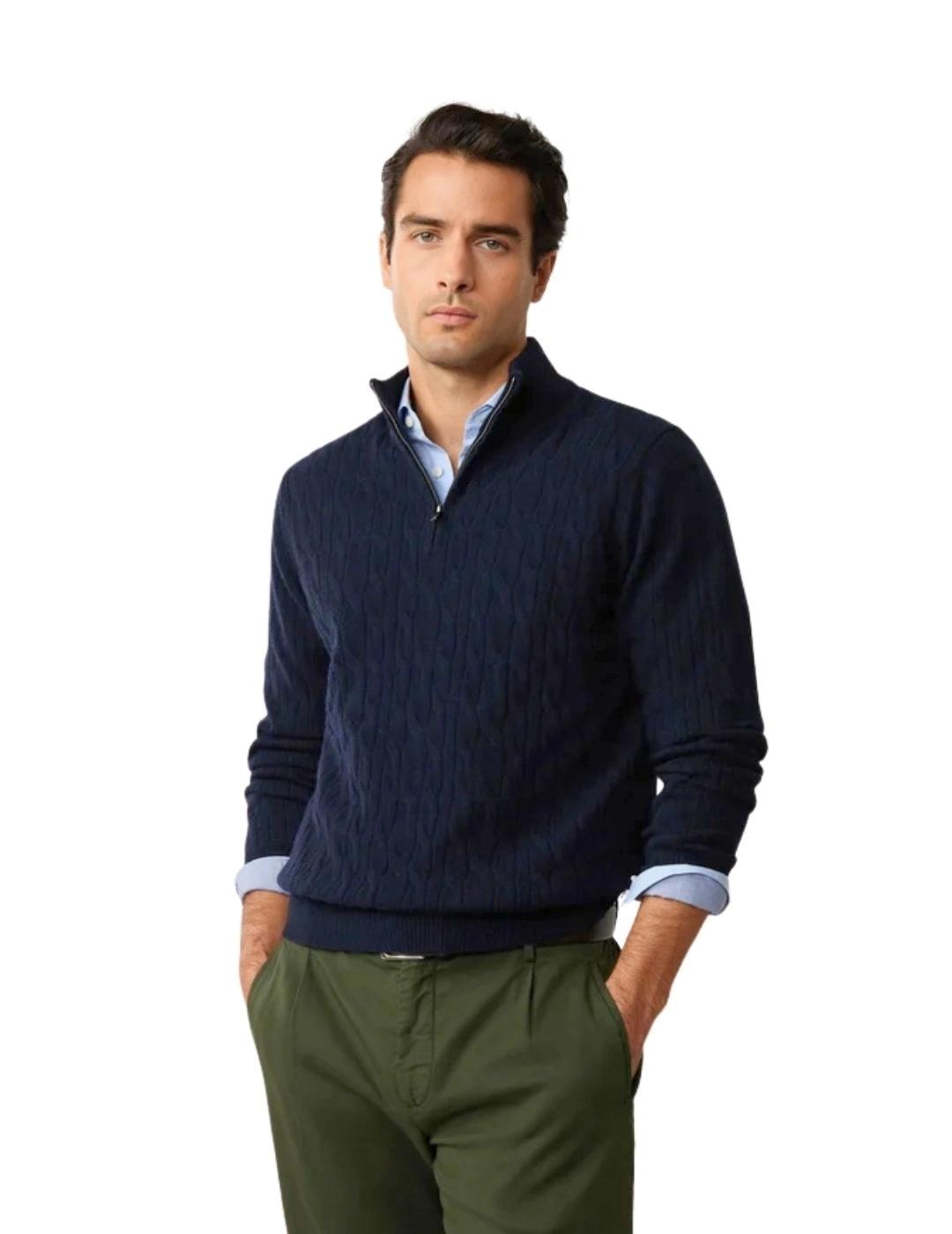 Hackett Jersey de lana media cremallera Azul