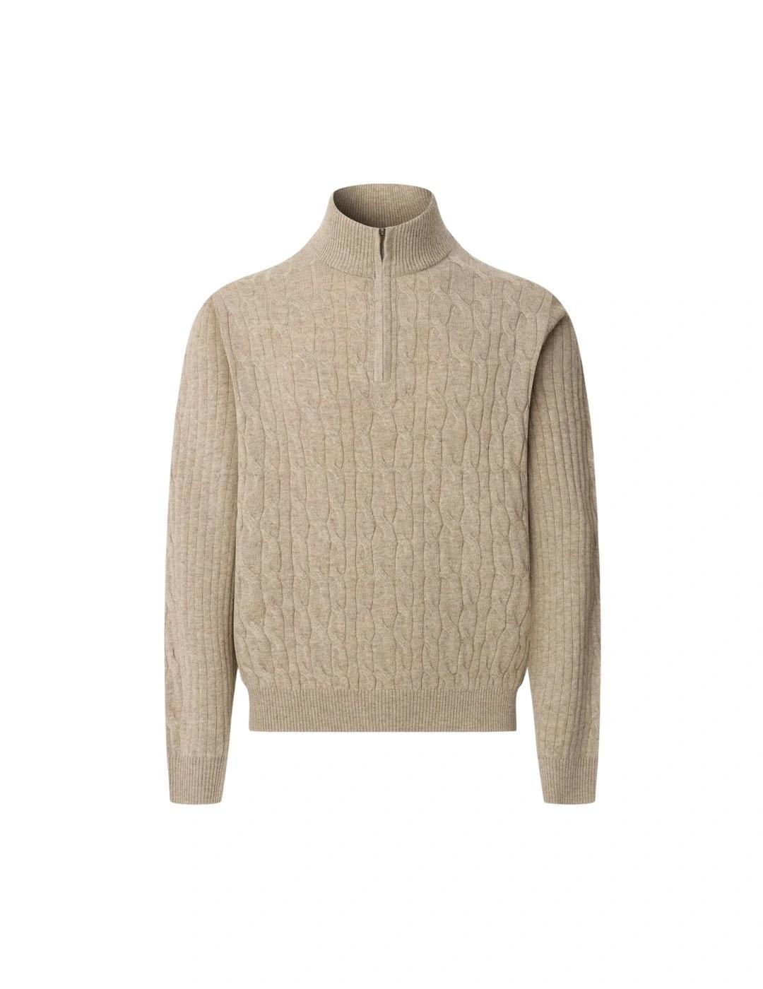 Hackett Jersey de lana media cremallera Beige