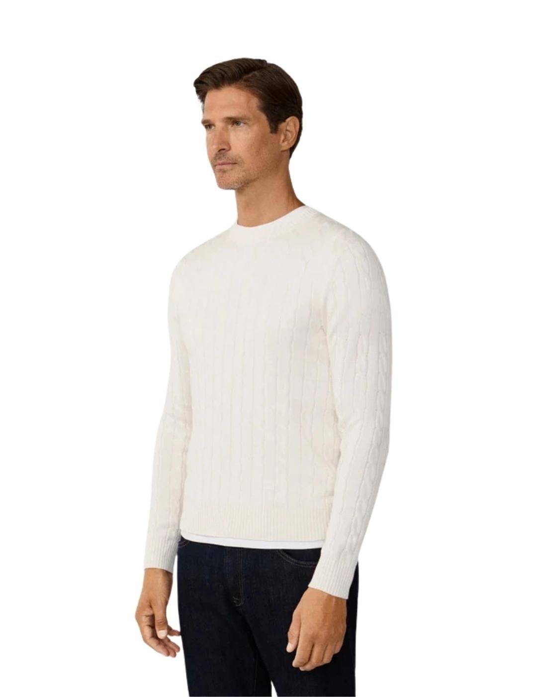 Hackett Jersey trenzado de algodón Blanco
