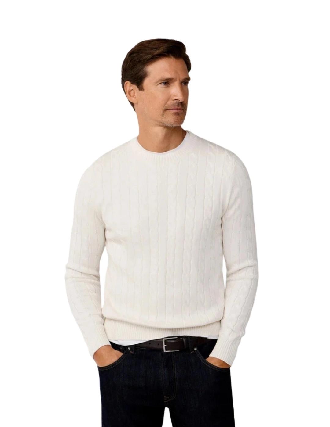 Hackett Jersey trenzado de algodón Blanco