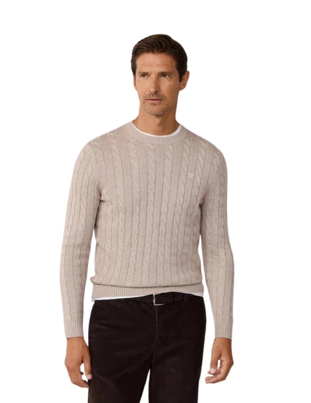 Hackett Jersey trenzado de algodón Beige