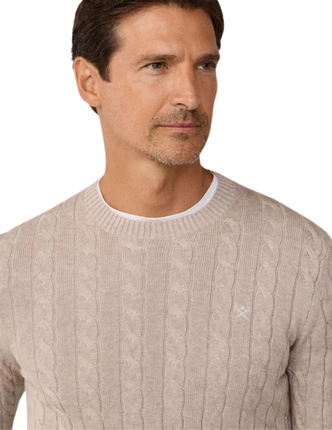 Hackett Jersey trenzado de algodón Beige