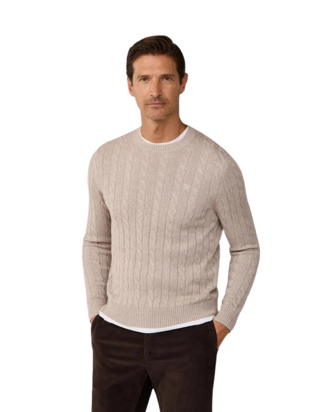 Hackett Jersey trenzado de algodón Beige