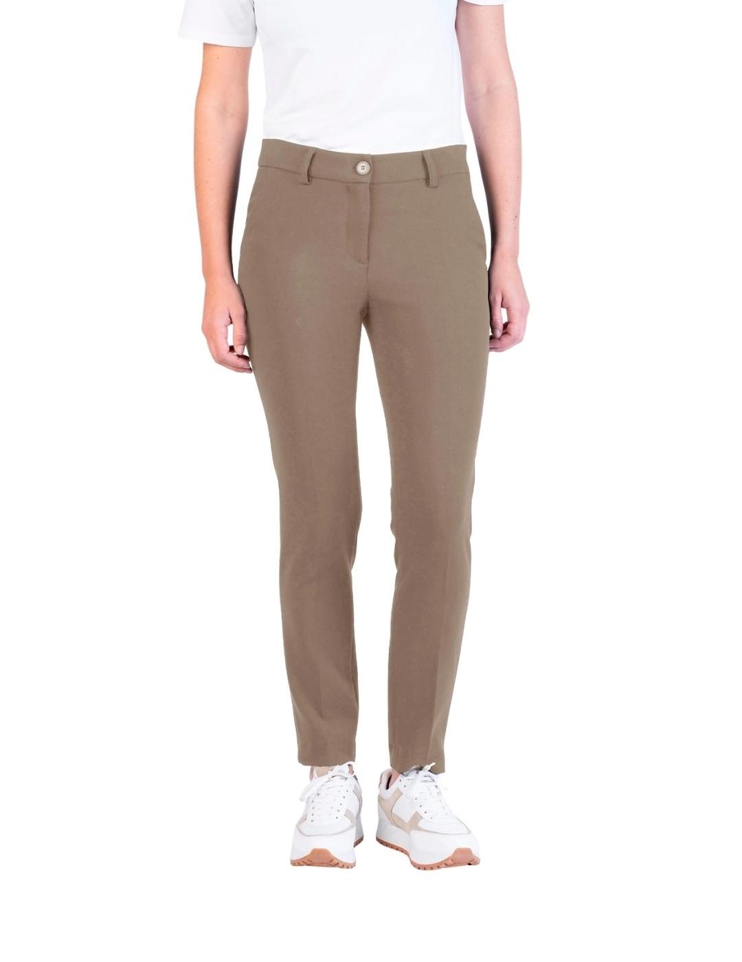 Hongo Pantalón elástico corte chino Marrón