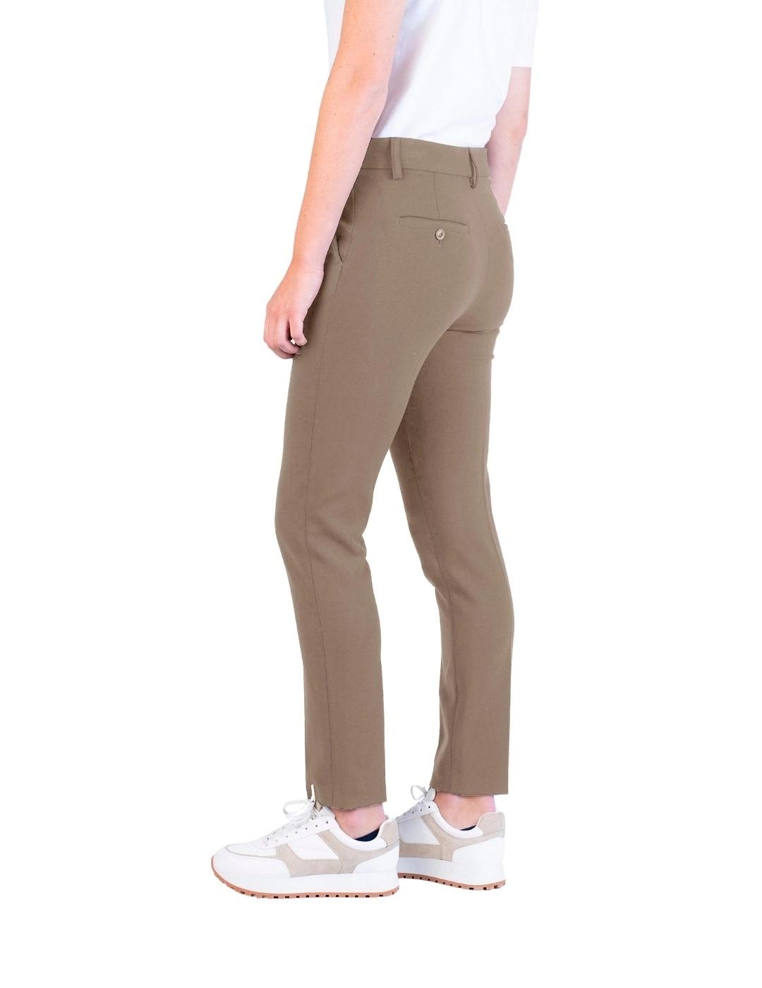 Hongo Pantalón elástico corte chino Marrón