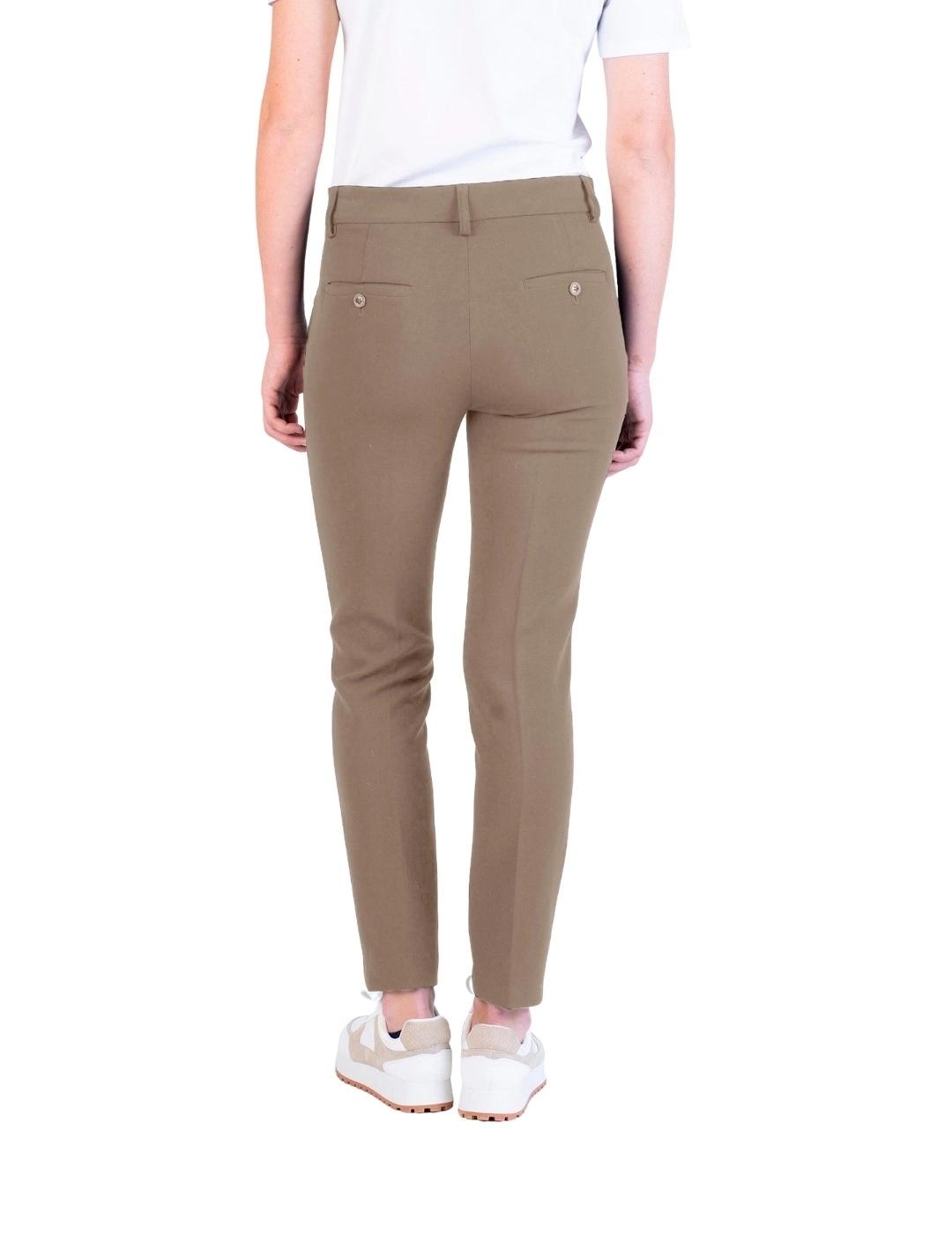 Hongo Pantalón elástico corte chino Marrón