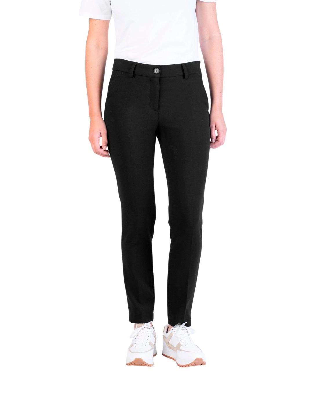 Hongo Pantalón elástico corte chino Negro