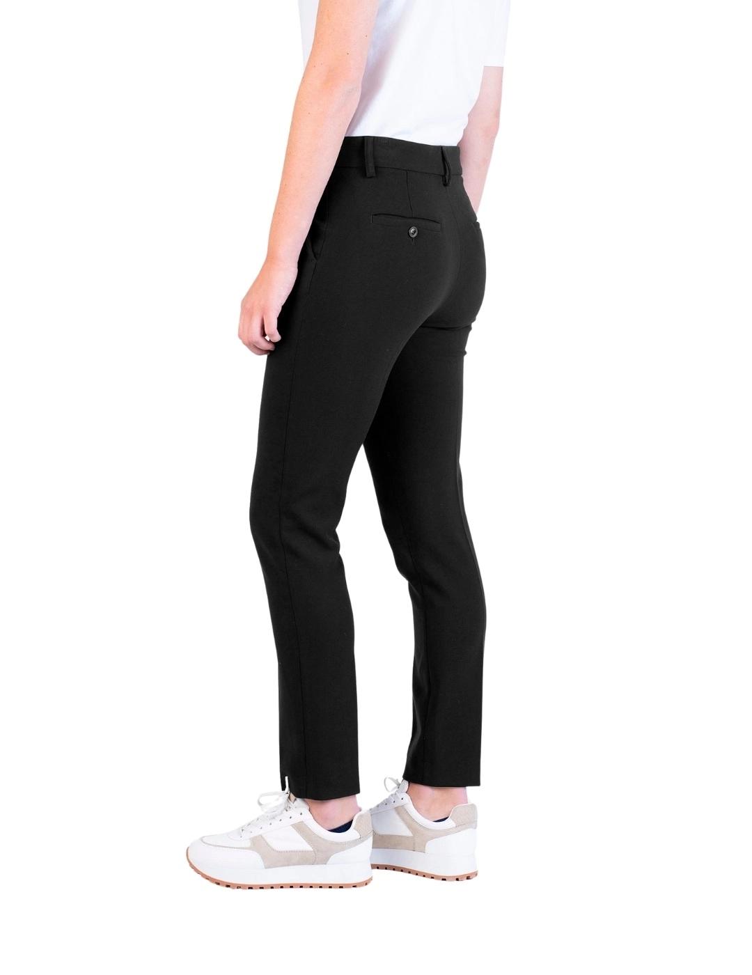 Hongo Pantalón elástico corte chino Negro