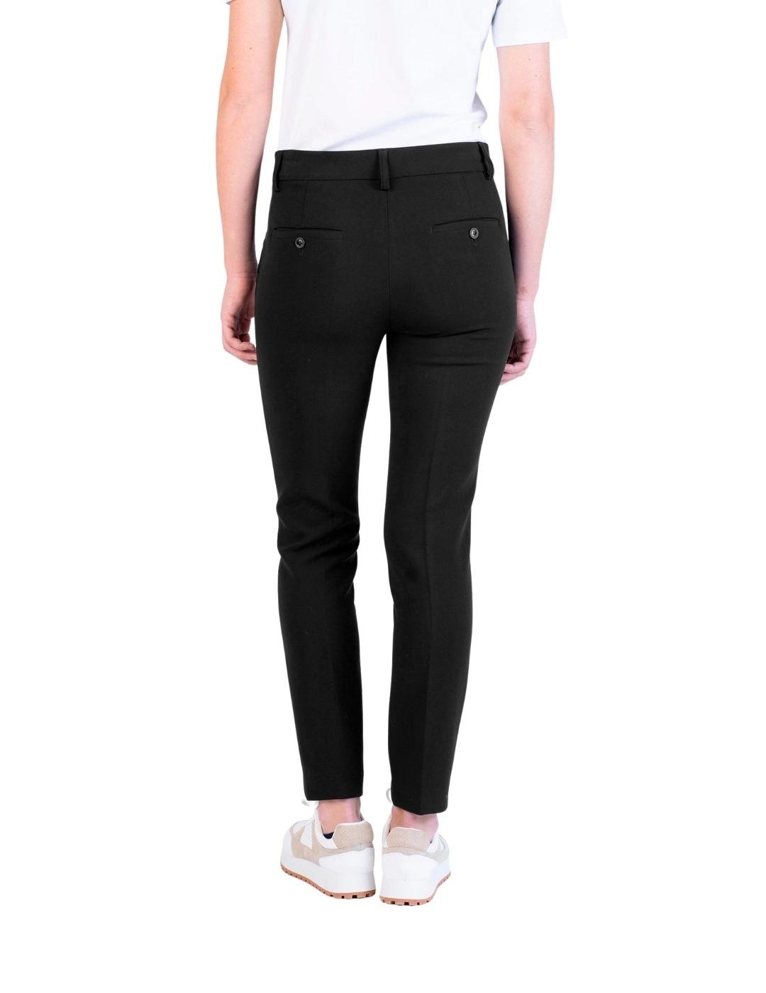 Hongo Pantalón elástico corte chino Negro