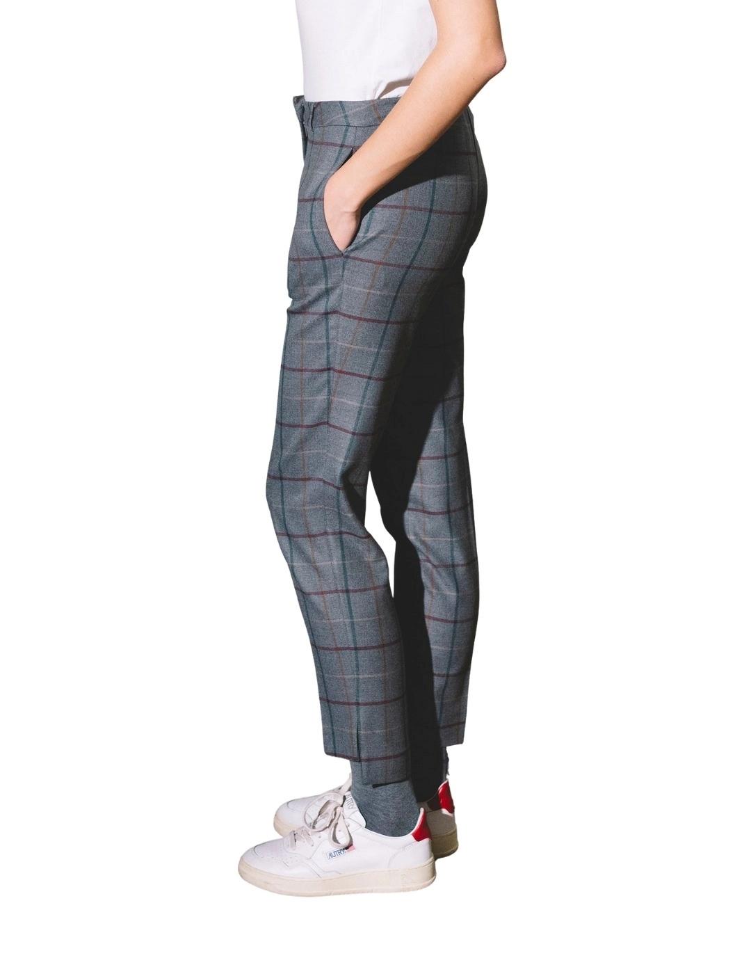 Hongo Pantalón recto de cuadros burdeos y marino