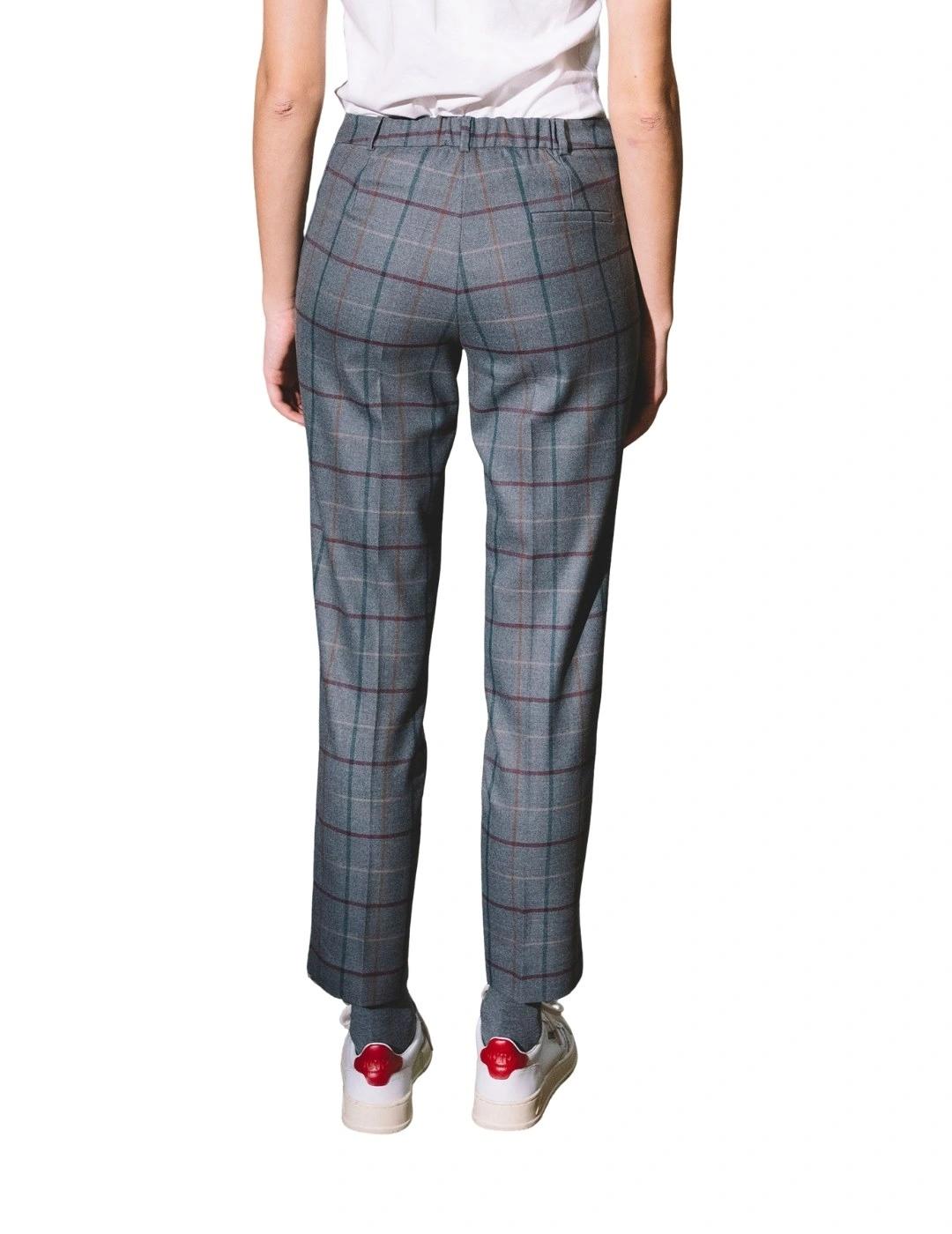 Hongo Pantalón recto de cuadros burdeos y marino