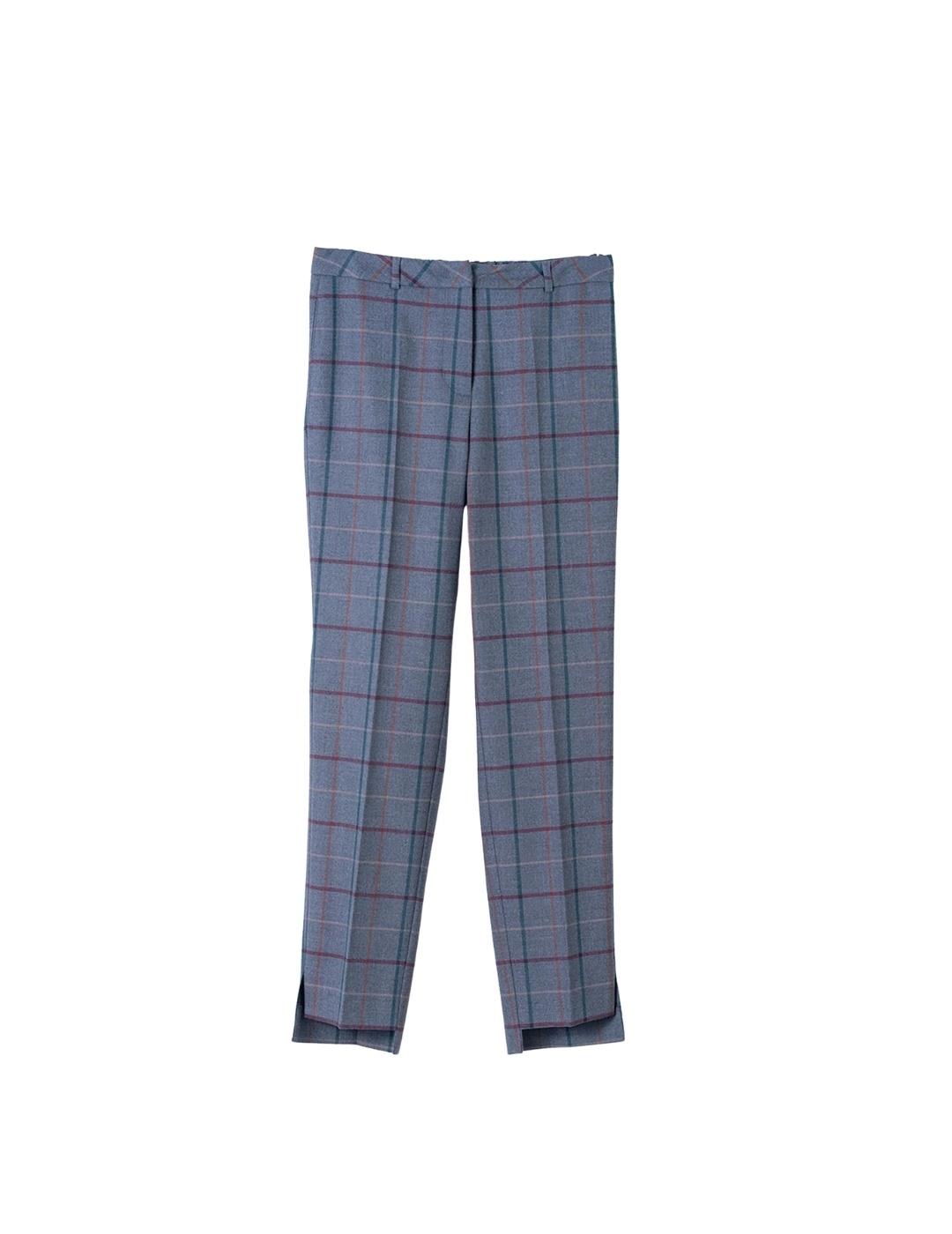 Hongo Pantalón recto de cuadros burdeos y marino