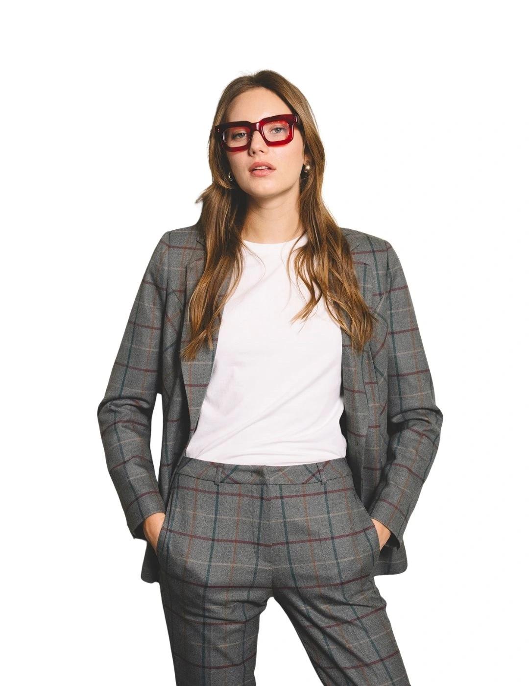 Hongo Chaqueta de cuadros burdeos y marino