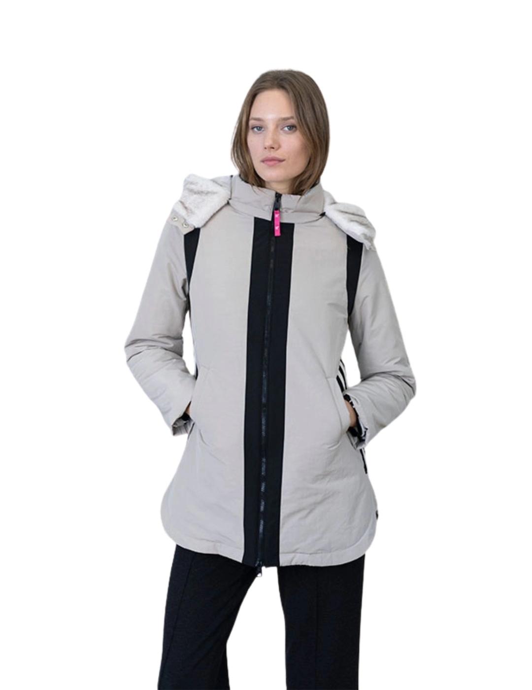Hongo Parka Beige con detalles en negro