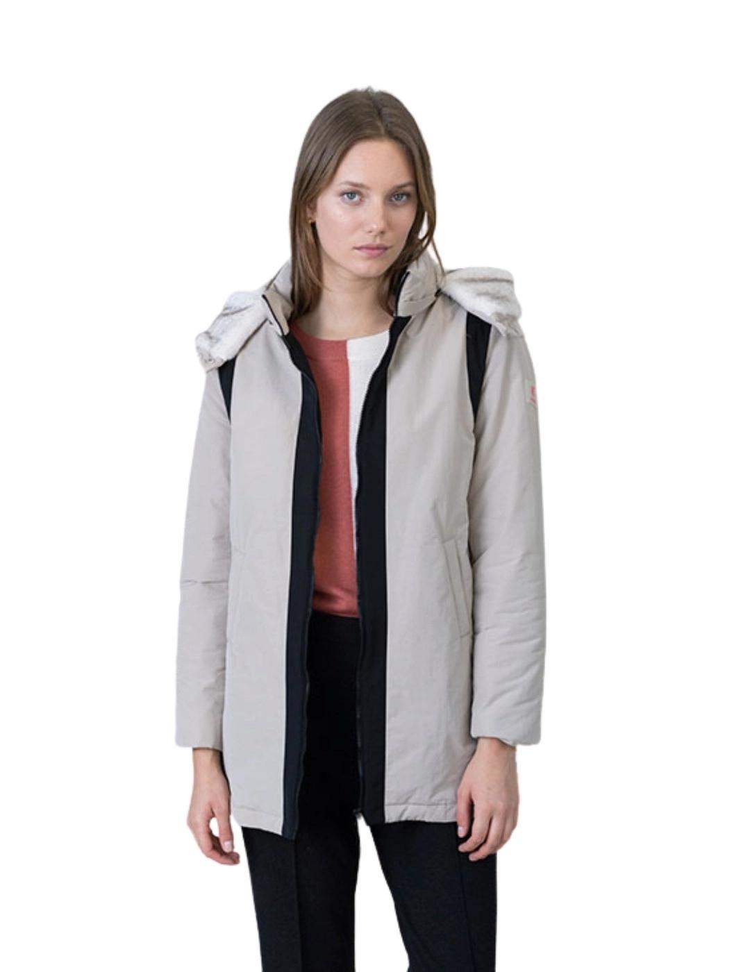 Hongo Parka Beige con detalles en negro