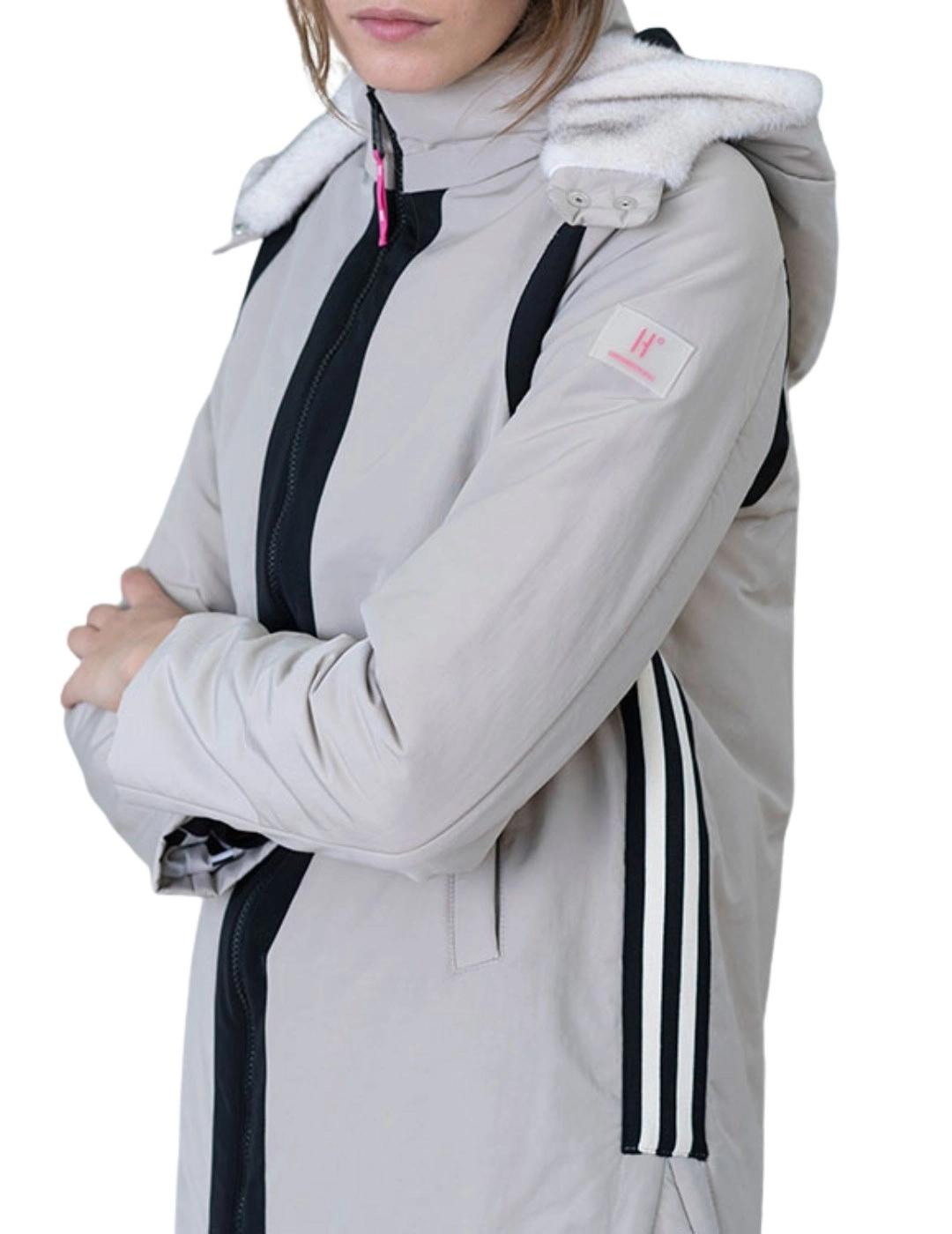 Hongo Parka Beige con detalles en negro