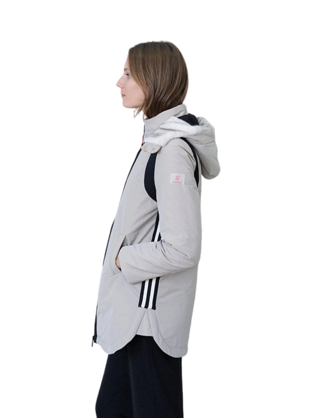 Hongo Parka Beige con detalles en negro