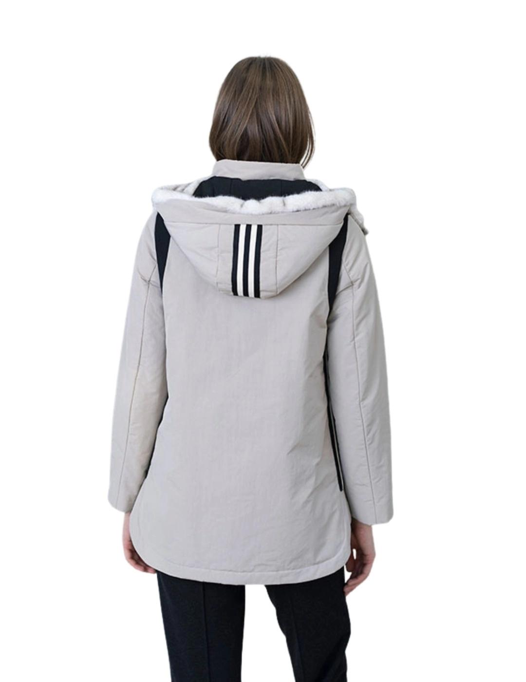 Hongo Parka Beige con detalles en negro