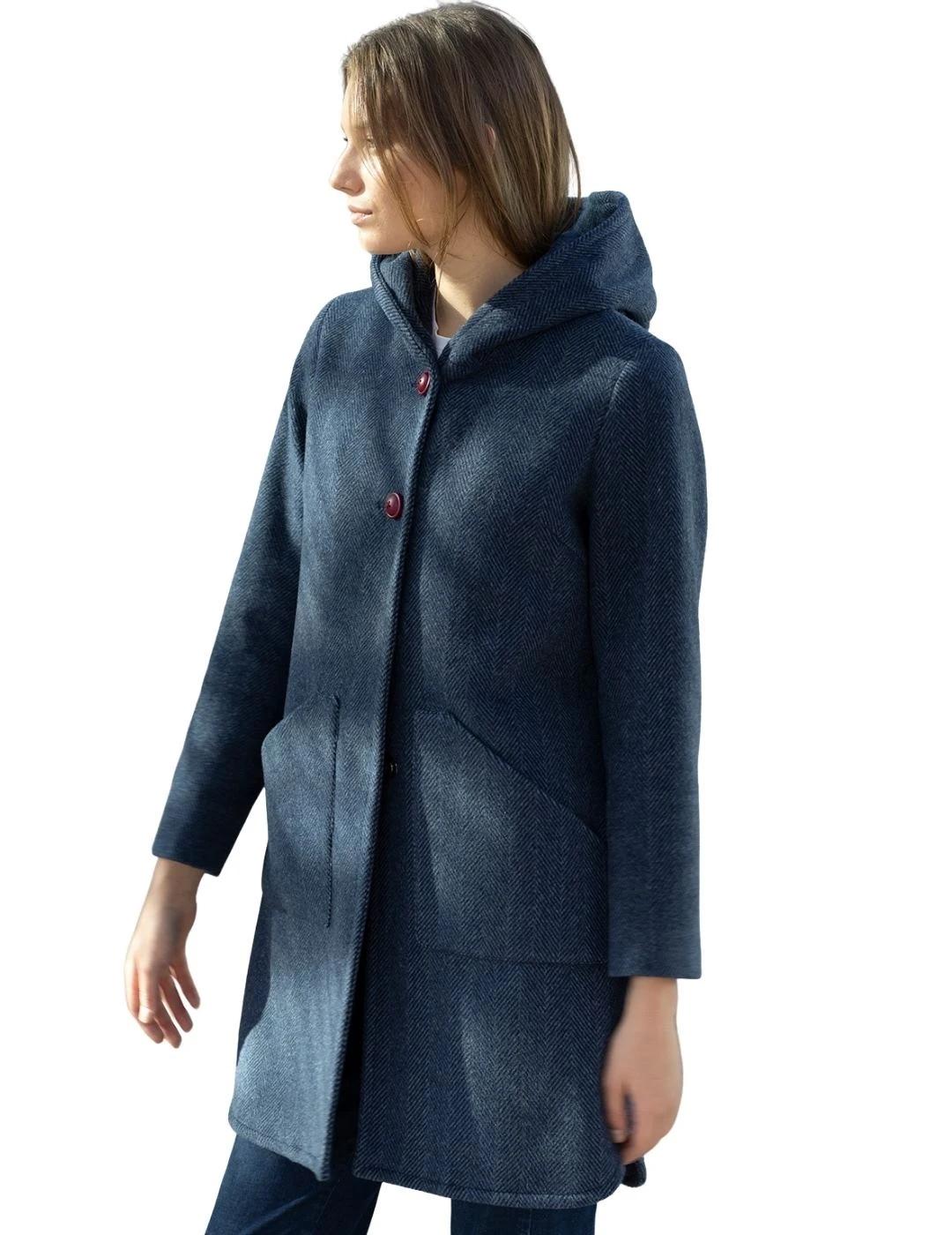 Hongo Abrigo Espiga Azul Marino