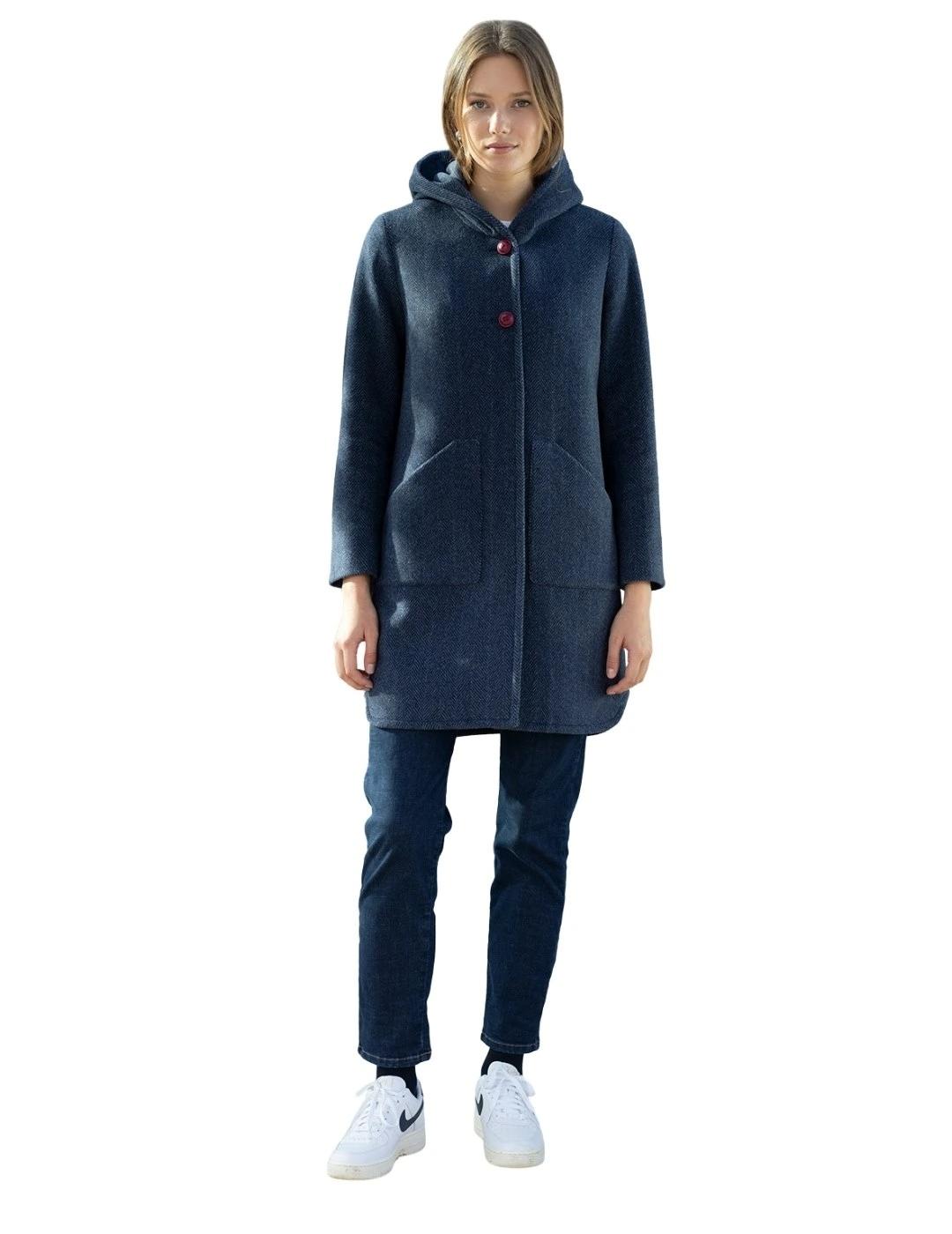 Hongo Abrigo Espiga Azul Marino