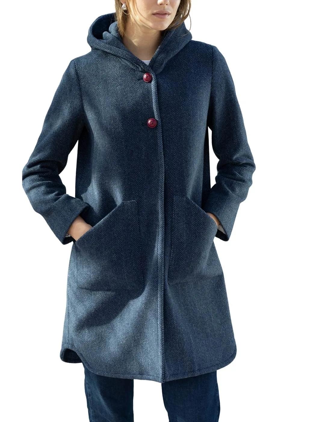 Hongo Abrigo Espiga Azul Marino