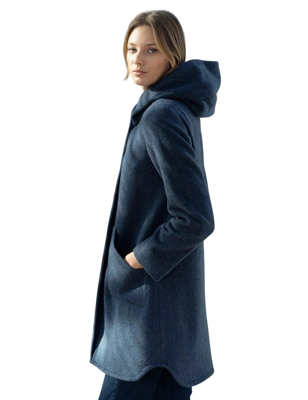 Hongo Abrigo Espiga Azul Marino