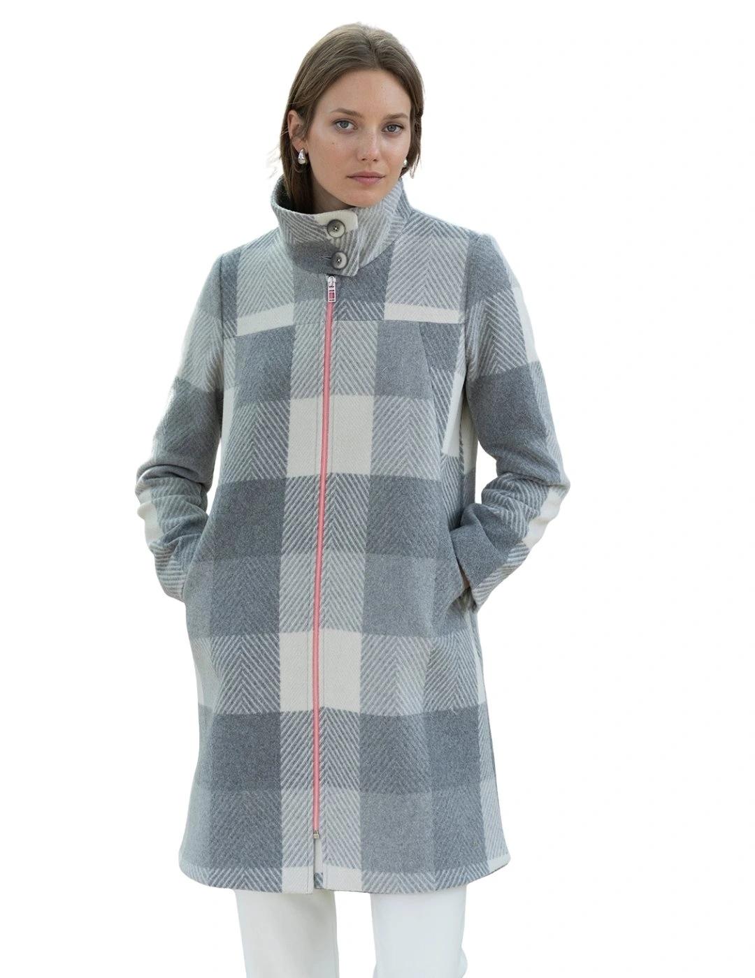 Hongo Abrigo Cuadros Gris