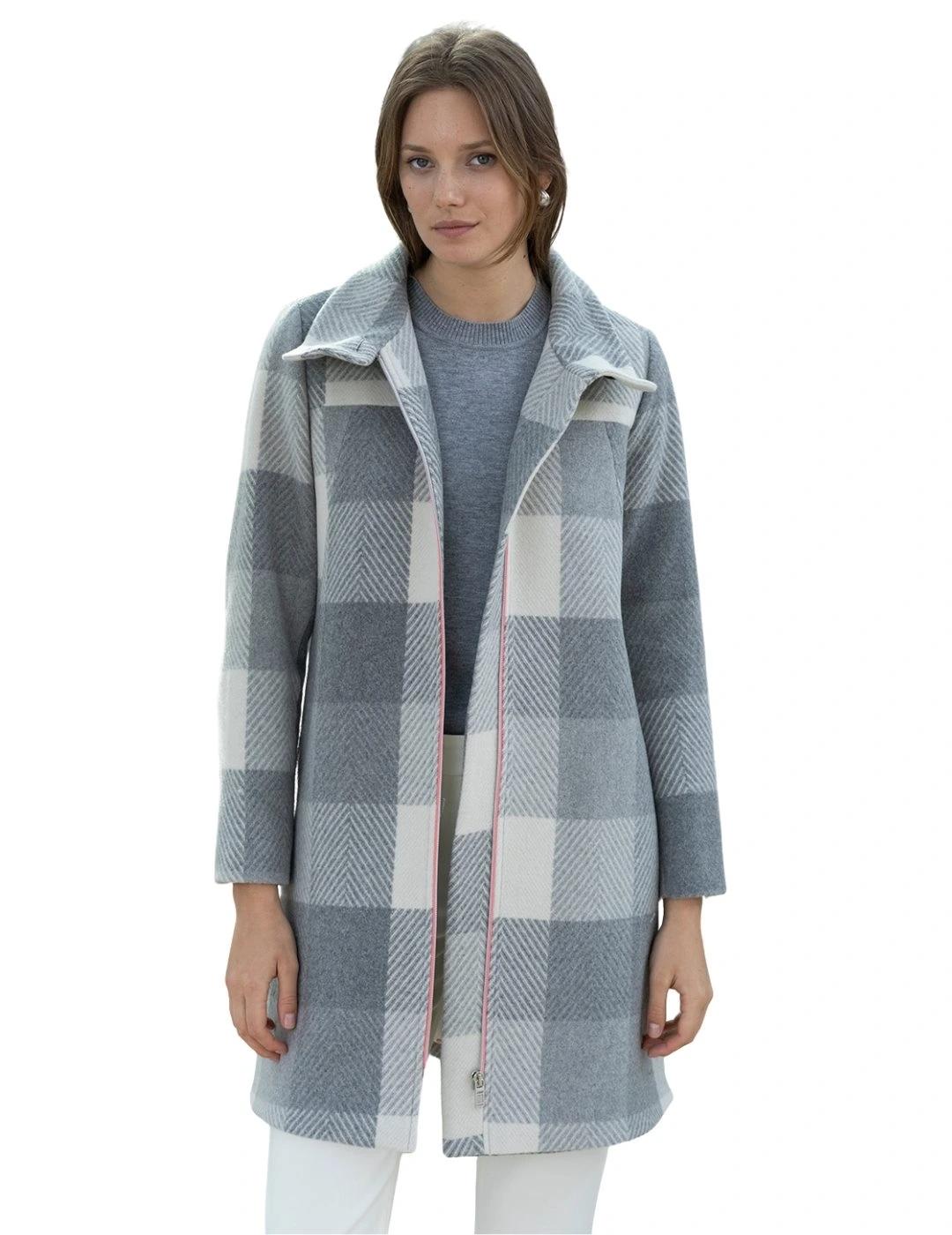 Hongo Abrigo Cuadros Gris