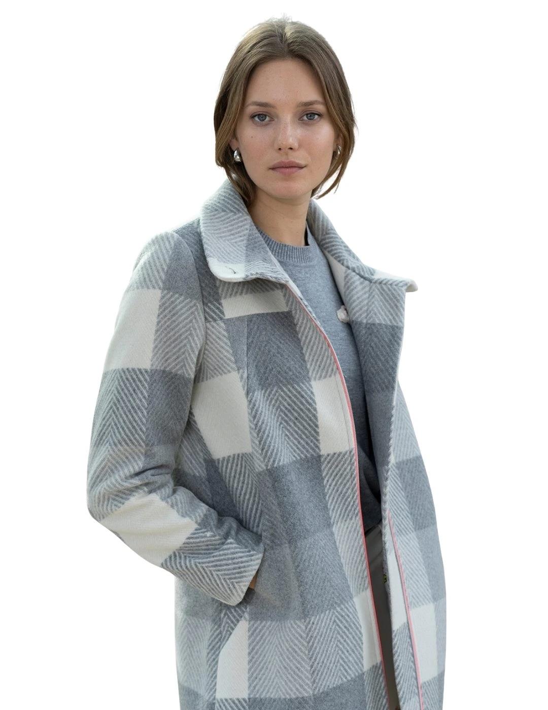 Hongo Abrigo Cuadros Gris