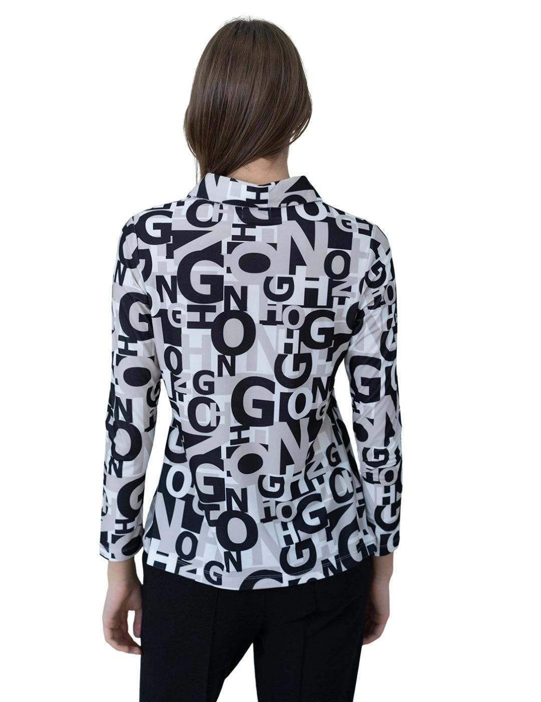 Hongo Camisa Estampado Beige y negro