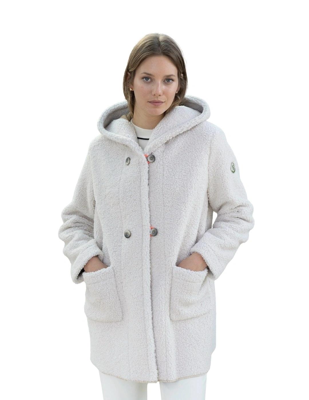 Hongo Abrigo borreguito Crudo con capucha