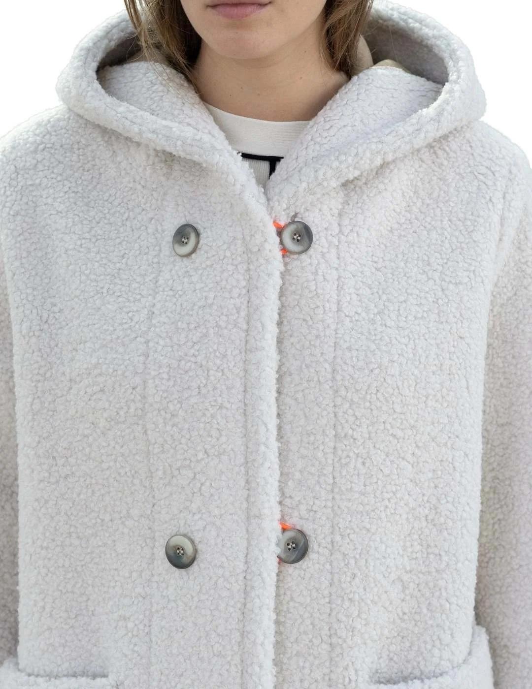 Hongo Abrigo borreguito Crudo con capucha