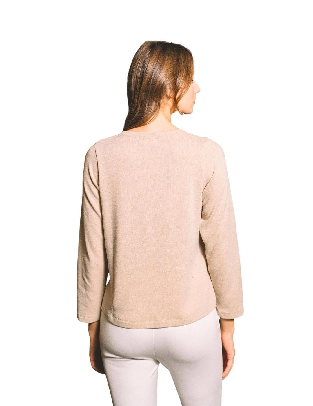 Hongo Jersey beige de punto fino con bolsillos