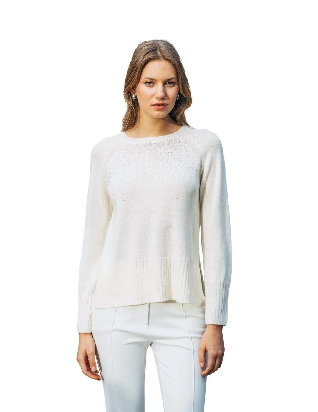 Hongo Jersey Crudo con detalles de strass en pecho