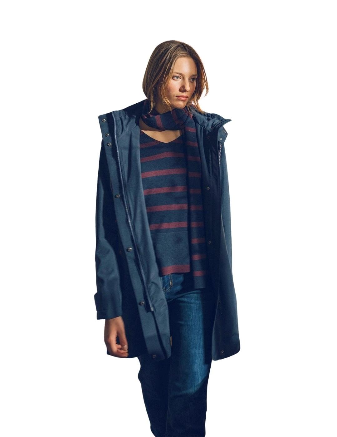 Hongo Jersey marino con rayas granates