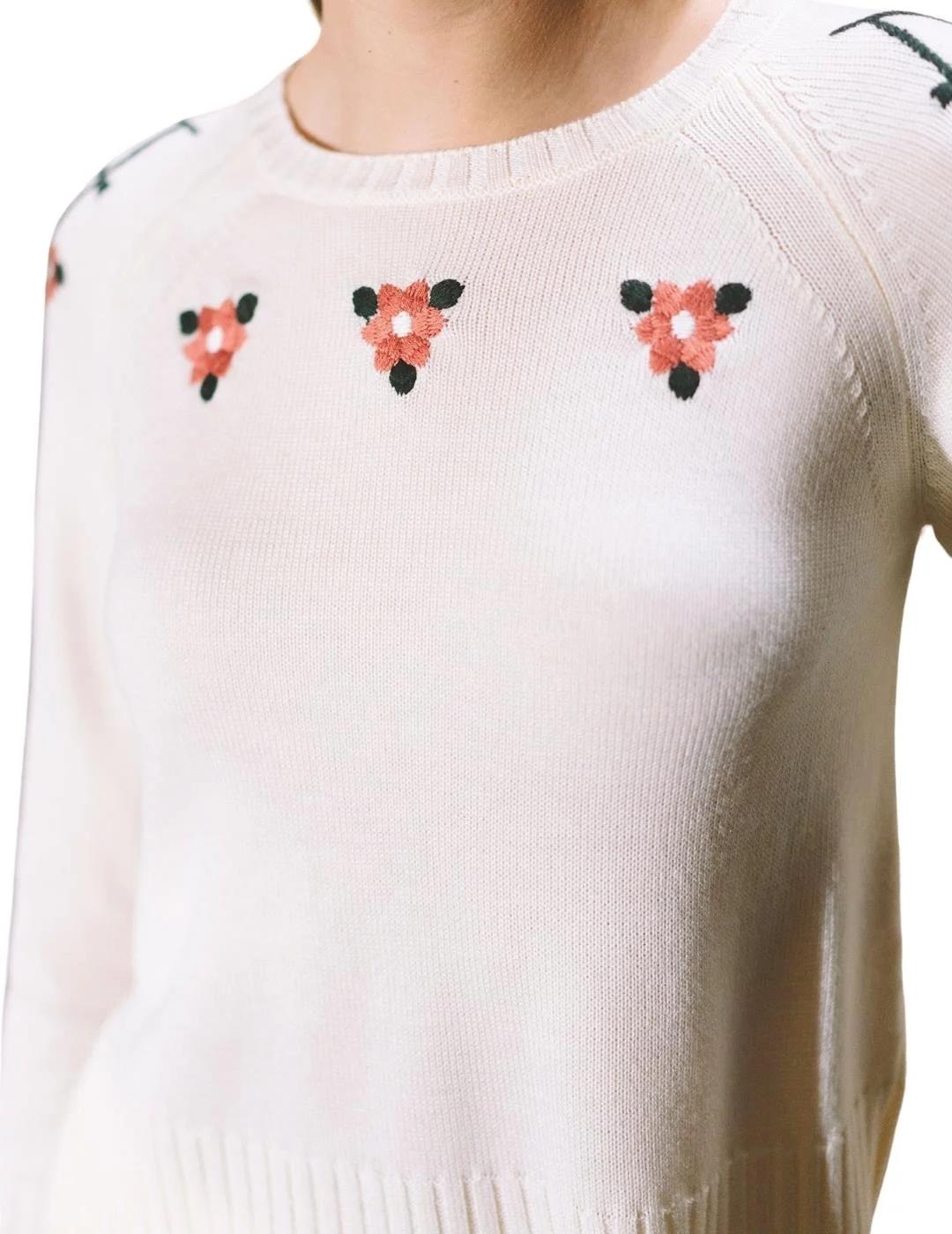 Hongo Jersey Crudo con bordados florales