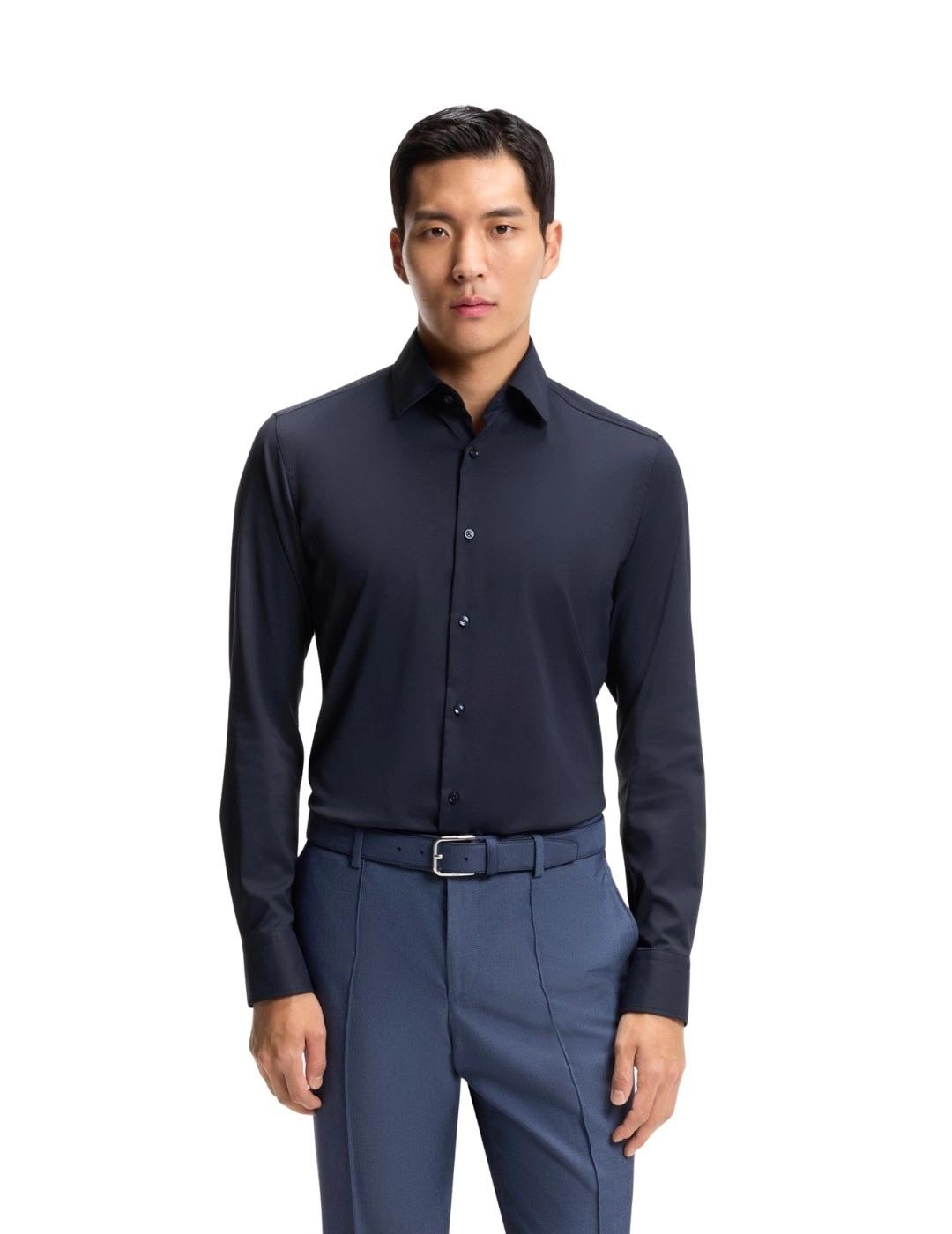 Hugo Boss Camisa Hank Kent Azul oscuro